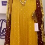 Chiffon Frock with Red Dupatta