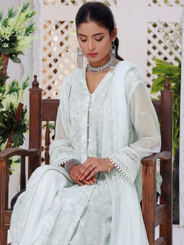 Quzey Aquamarine Delight Chiffon Dress