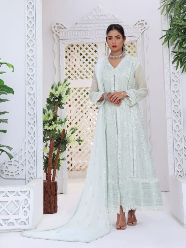 Quzey Aquamarine Delight Chiffon Dress