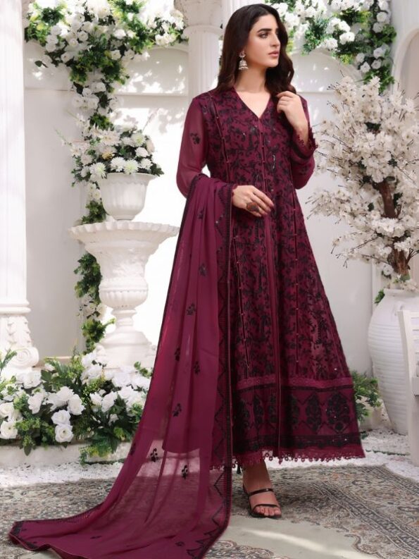 Quzey Deep Scarlet Chiffon Dress