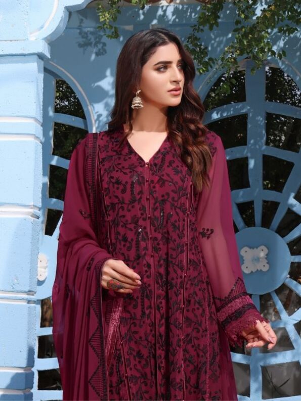 Quzey Deep Scarlet Chiffon Dress