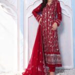 Quzey Ruby Red Chiffon Dress (2)