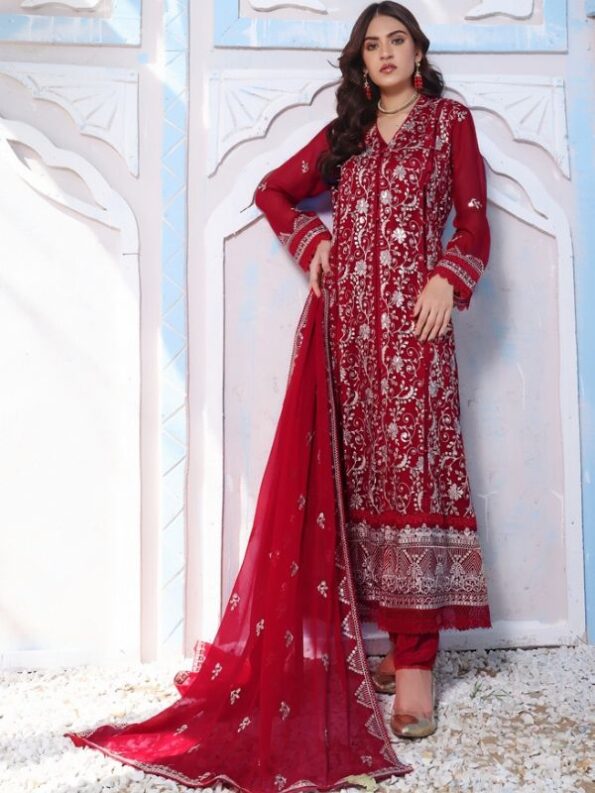 Quzey Ruby Red Chiffon Dress