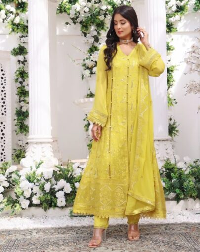 Quzey Saffron Sunrise Chiffon Dress