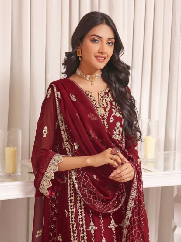 Quzey Cherry Charm Embroidered Dress
