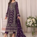 Quzey Lavender Luxe Embroidered Dress