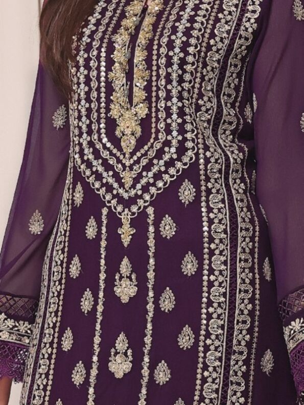 Quzey Lavender Luxe Embroidered Dress