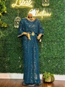 Quzey Blue Sapphire Embroidered Dress