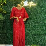 Quzey Red Rose Golden Embroidered Dress (3)