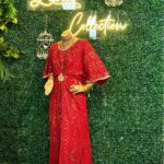 Quzey Red Rose Golden Embroidered Dress (3)