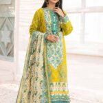 Golden Green Lawn Dress