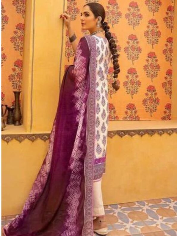 Lavender Lawn Embroidered Dress