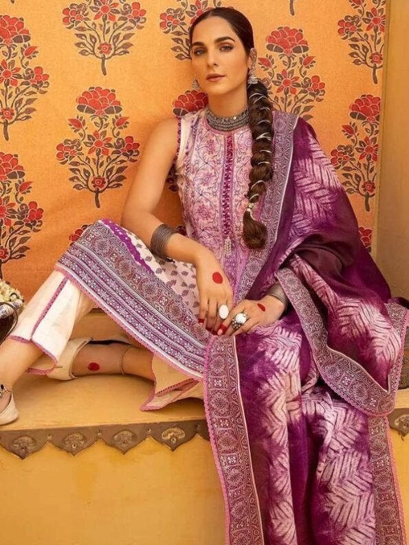 Lavender Lawn Embroidered Dress