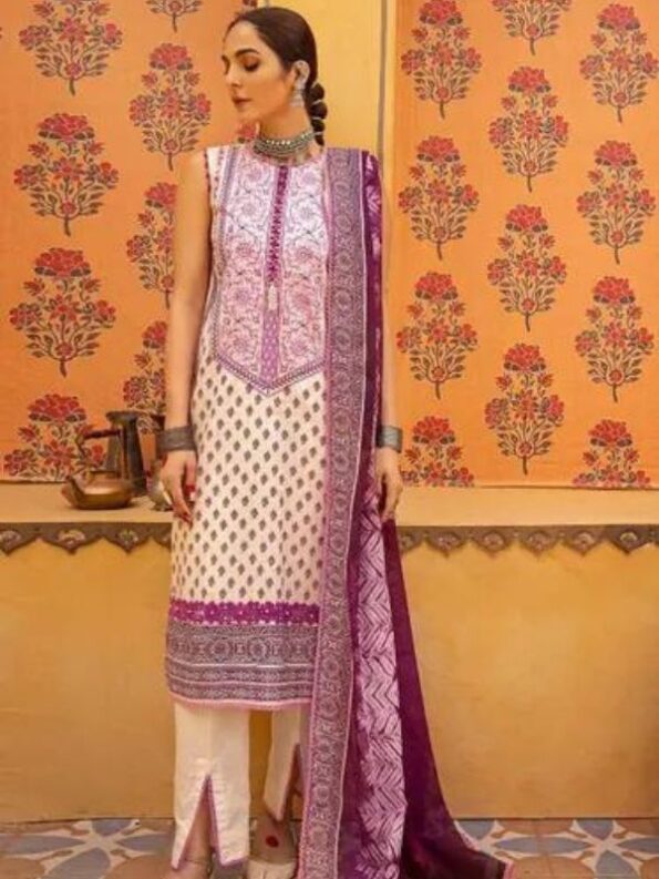 Lavender Lawn Embroidered Dress