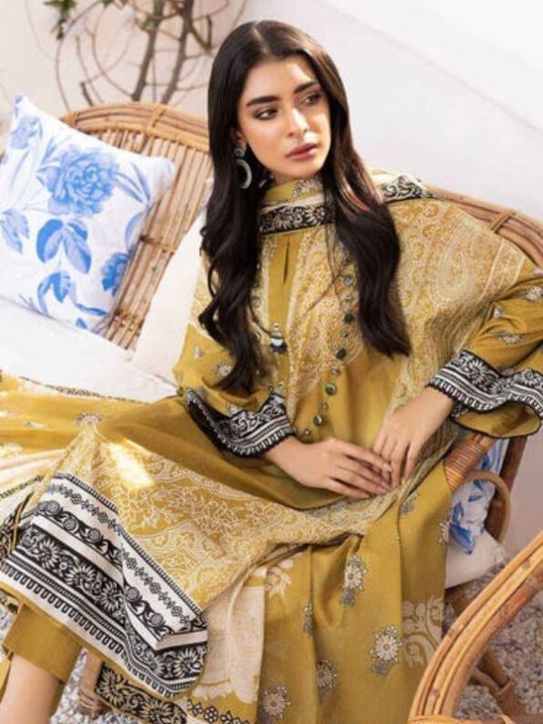 Mustard Mirage Lawn Dress