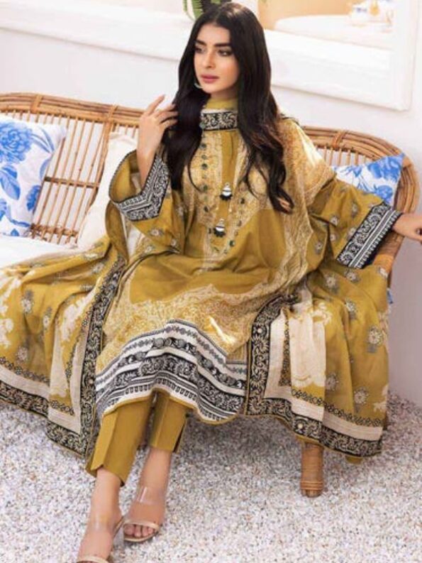 Mustard Mirage Lawn Dress