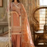 Deep Peach Luxury Lawn Dress