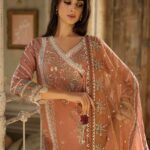 Deep Peach Luxury Lawn Dress
