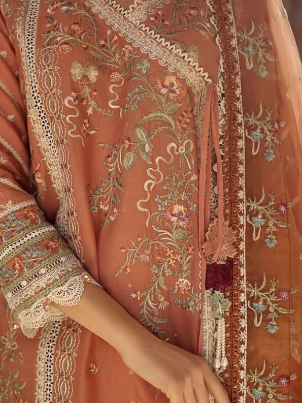 Deep Peach Luxury Lawn Dress