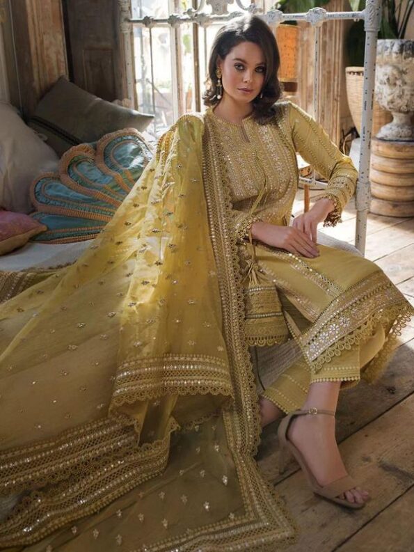 Golden Glamour Luxury Lawn Dress