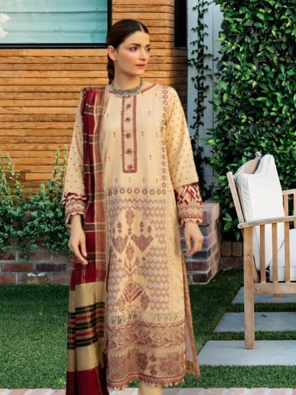 Ruby Cream Lawn Dress _ Qalamkar
