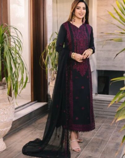 Black Magenta Long Dress