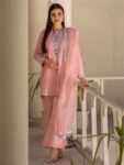 HEERAS Lawn - PINK EMBELLISHED