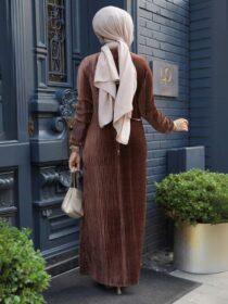 Quzey Velvet Dress - Brown