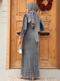 Quzey Velvet Dress - Smoke Grey