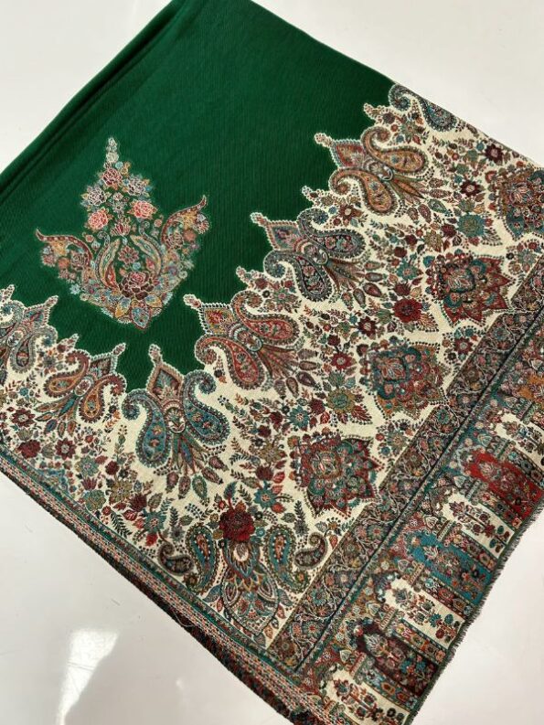 Quzey Qalamkari Shawl - Pine