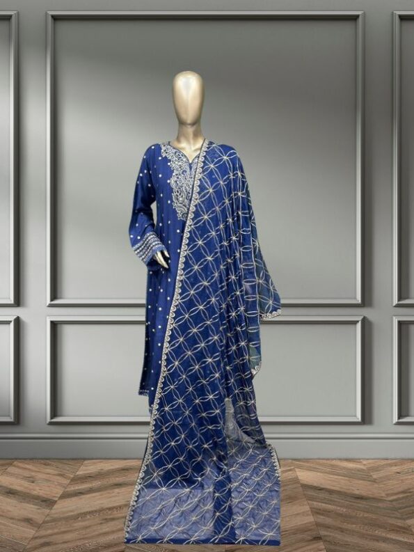 Quzey Silk Dress - Blue