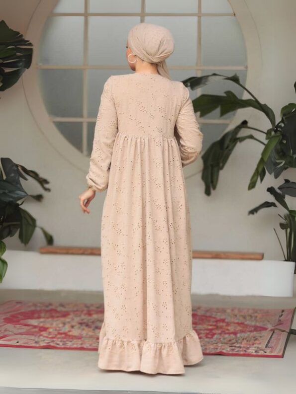 Quzey Schiffli Dress - Beige