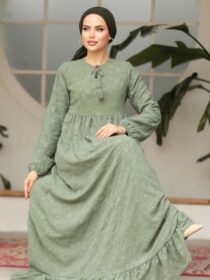 Quzey Schiffli Dress - Olive Green