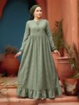 Quzey Schiffli Dress – Olive Green