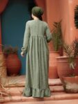 Quzey Schiffli Dress – Olive Green