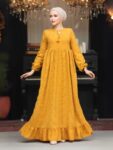 Quzey Schiffli Dress - Mustard