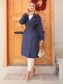 Quzey Trench Coat - Navy Blue