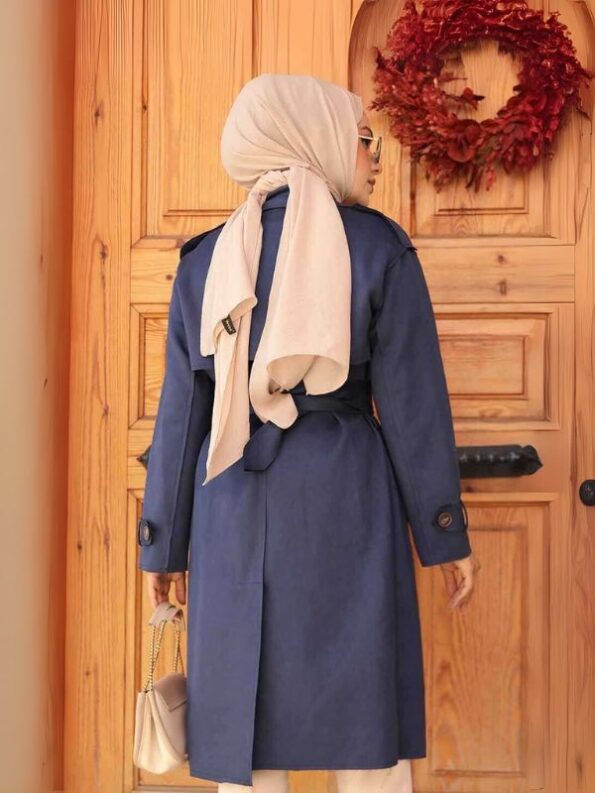 Quzey Trench Coat - Navy Blue