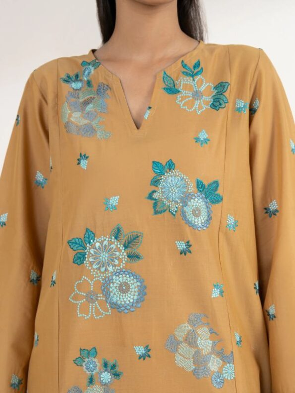 Sapphire - Mustard Embroidered Lawn Shirt